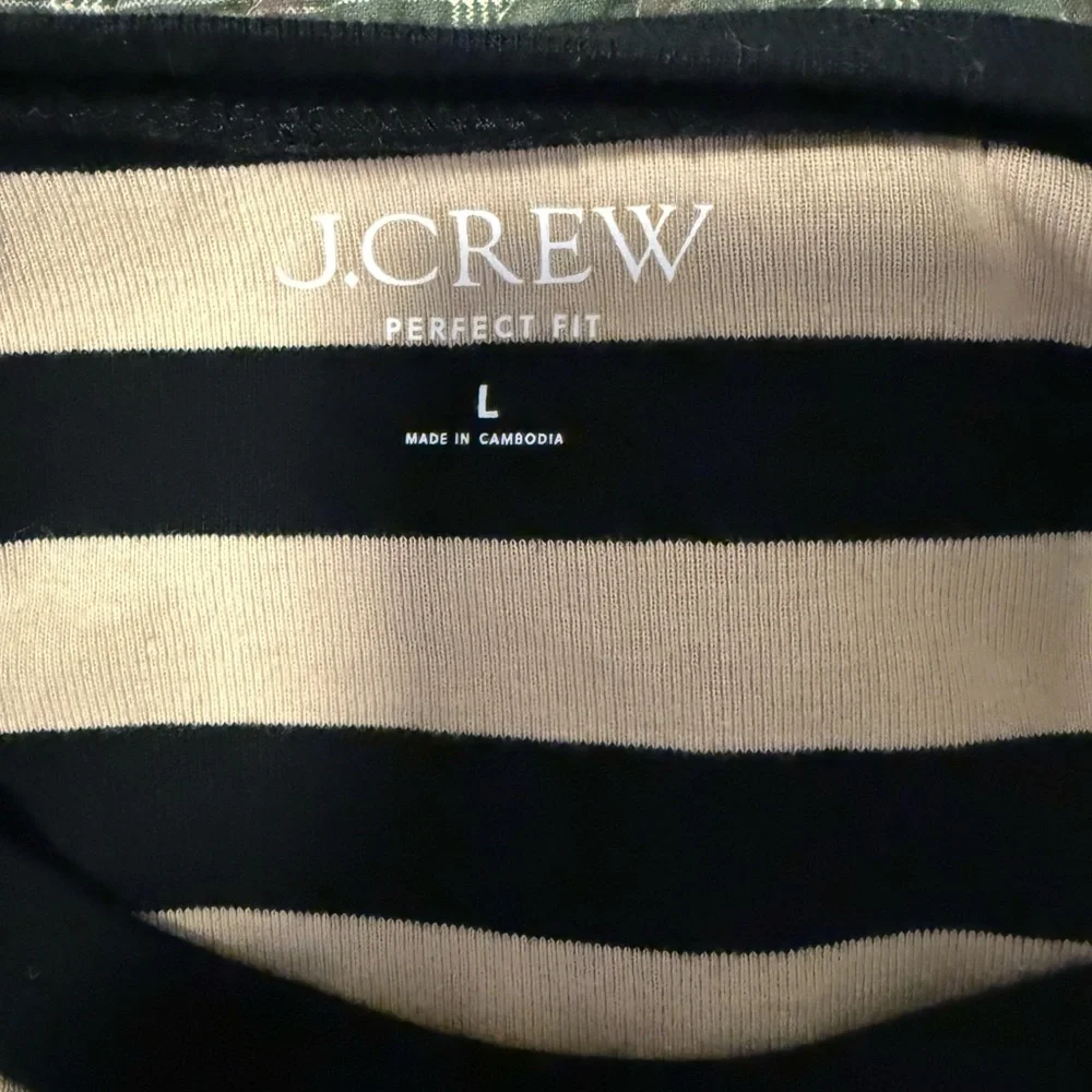 J. Crew Black and Cream Striped Top - Picture 6 of 7